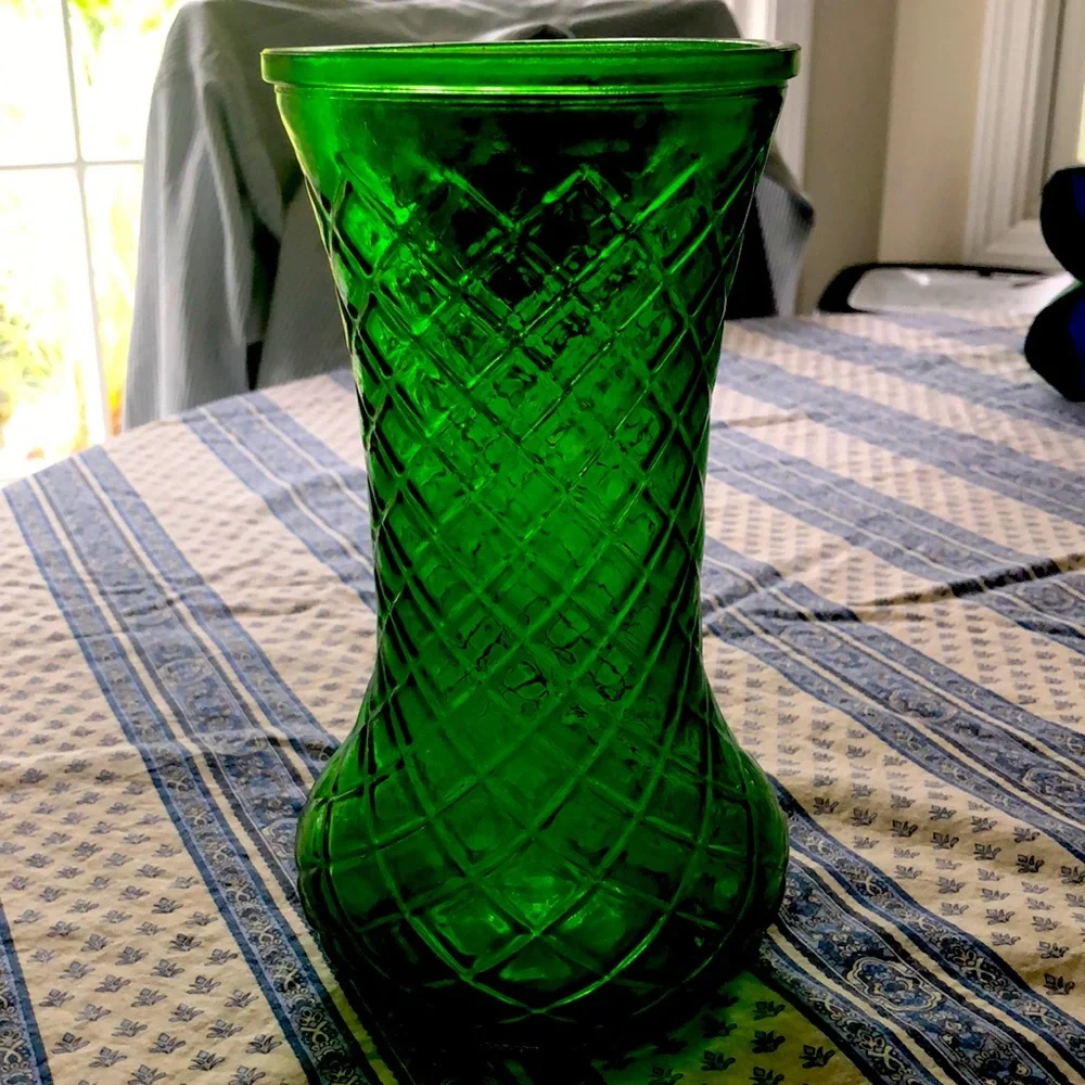 Vintage green glass vase